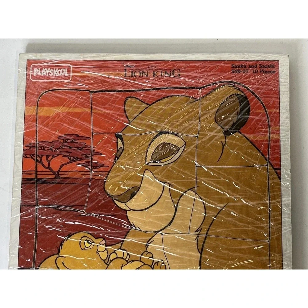 WOODEN PLAYSKOOL LION KING PUZZLE - 359-07 Vintage 90's Simba Sarabi 10 Pieces